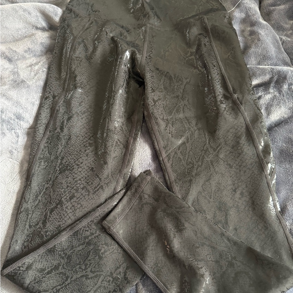 Senita Athletics Black Snakeskin Leggings size medium